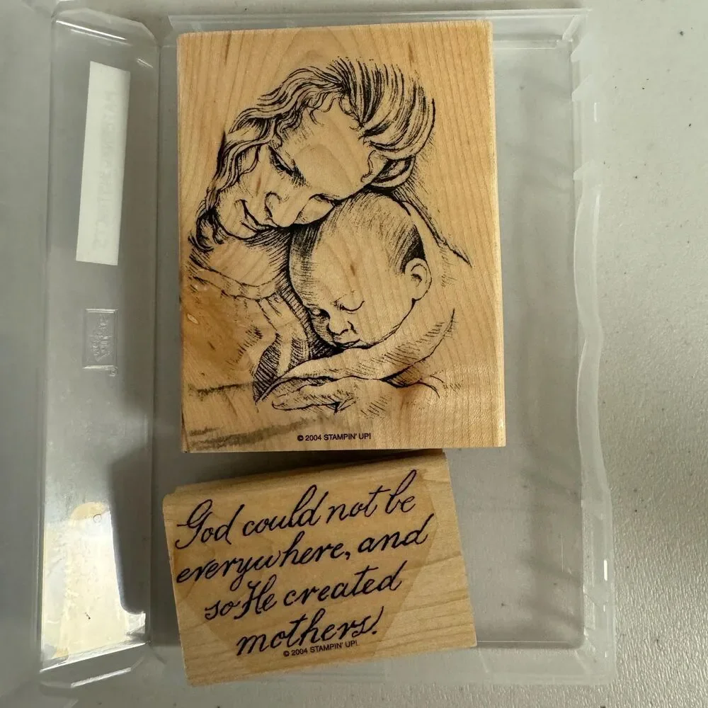 Stampin Up! Maternal Instincts Rubber Set Mothers Day Baby Announcement Card Art